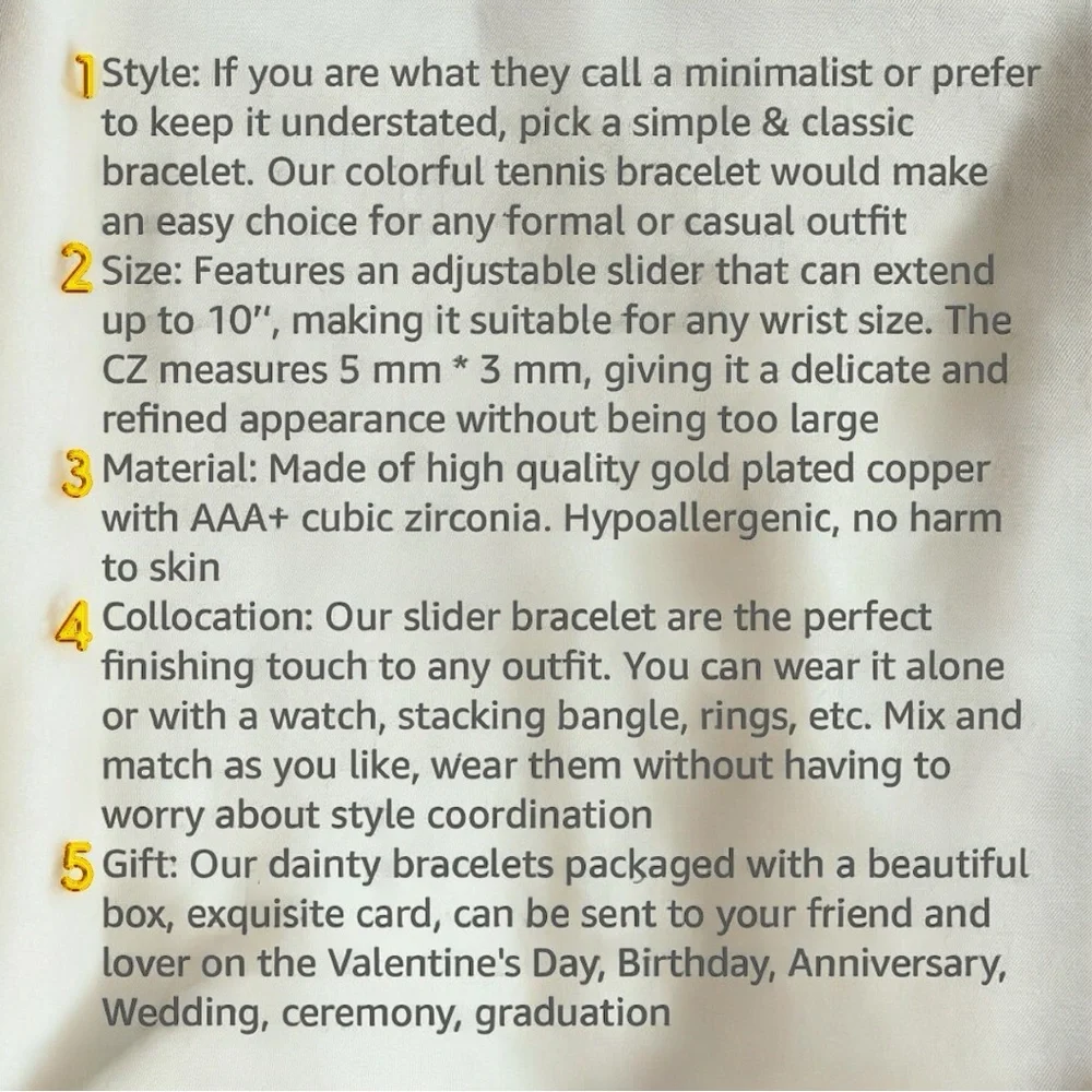 Multicolor Adjustable Tennis Bracelet. Gold w/adjustable slider-up to 10”! - Picture 8 of 14